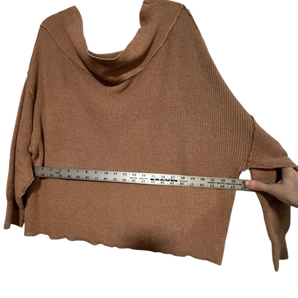 Free People Alana Pullover Off Shoulder Sweater Brown SIZE LARGE Oversize Linen - Picture 6 of 9